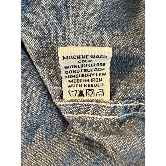 PD&C Denim Snap Button Western Shirt Men’s Medium Chambray Vintage Look - Picture 5 of 9